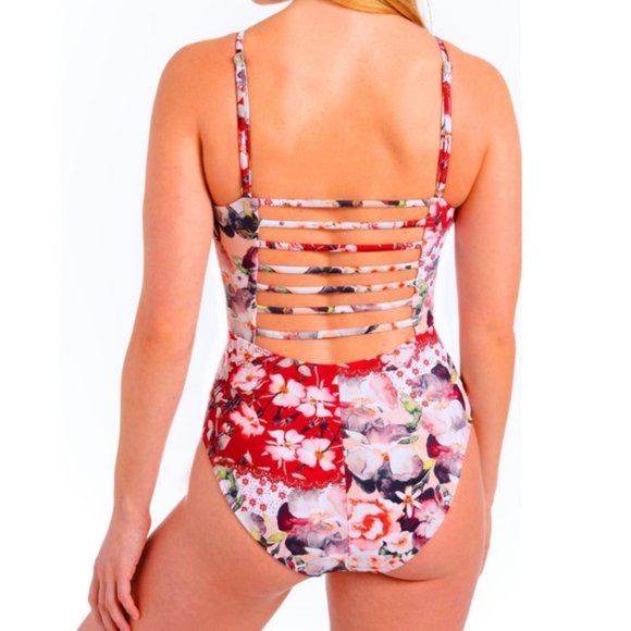 Rachel Rachel Roy | Floral Strappy Back One Piece Swim Suit Size L - Picture 2 of 9